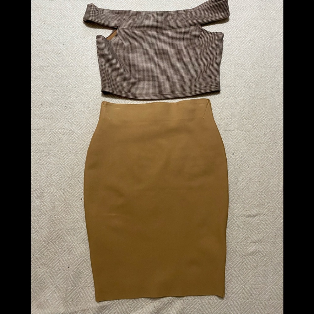 Crop top and body con pencil skirt